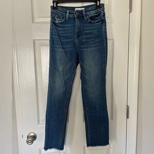 Flying Monkey Blue Straight Leg Jeans with Raw Hem